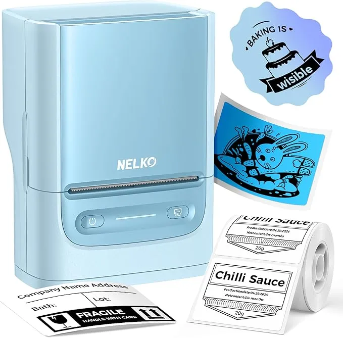 Bluetooth Label Maker Machine with Tape, 2 Inch Portable Thermal Printer for Small Business, Address, Logo, Clothing, Sticker Printer for Phones & PC