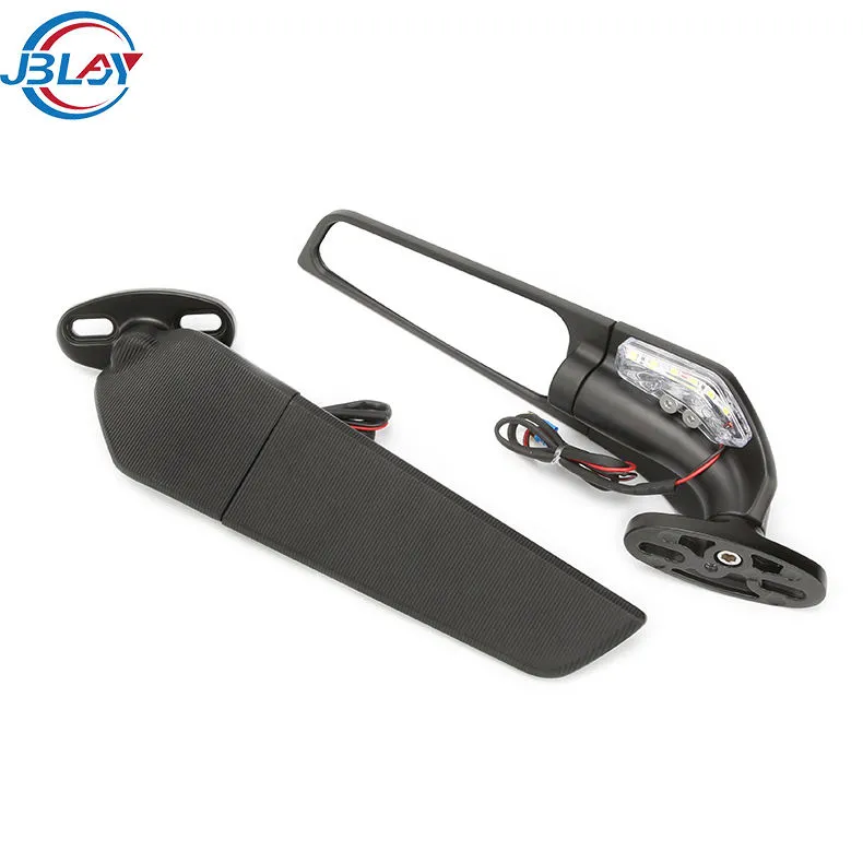 Motorcycle Parts Aluminium Adjustable Rotating Wind Wing Side Rearview With LED Lights Motorcycle Mirrors