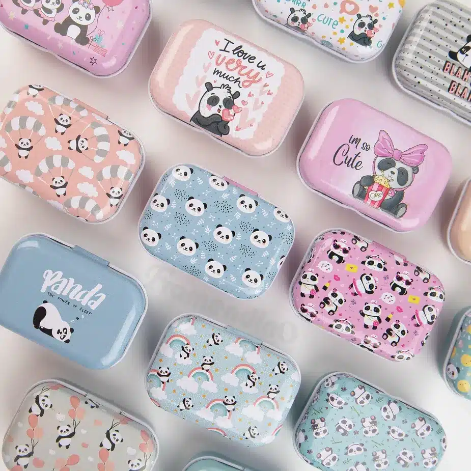 Cute Panda Printed Metal Storage Box